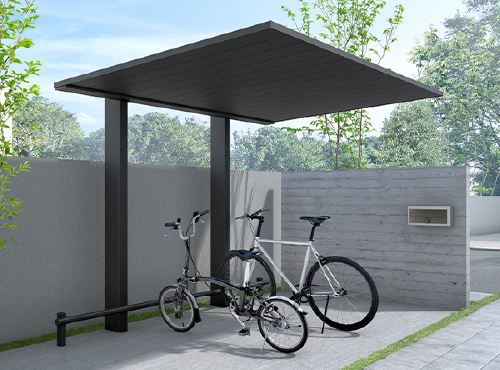 サイクルポートまで揃えれば外構全体に統一感を持たせやすい