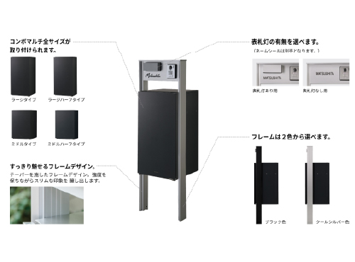機能門柱やポール、据え置きなど設置方法も選べる